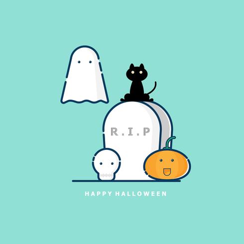 happy halloween vector flat design