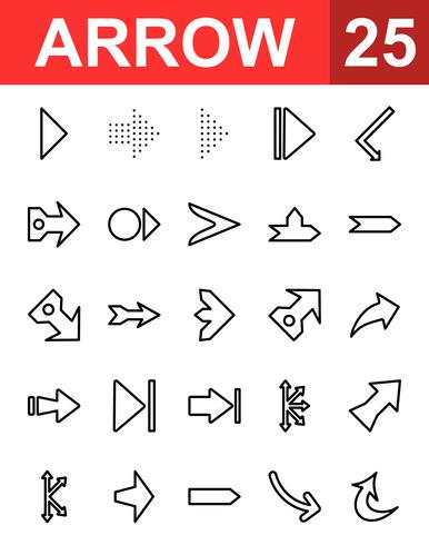 25 Arrow Line Icon  vector