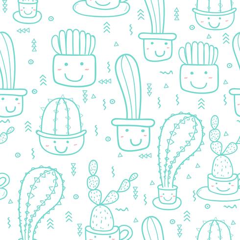 Fondo inconsútil lindo del modelo del cactus. Ilustraciones de vectores para el diseño de papel de regalo.