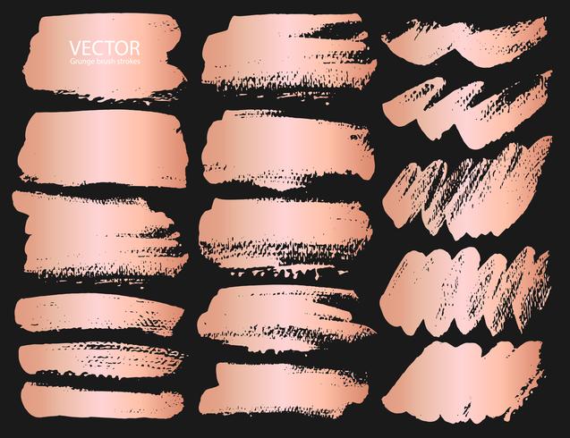 Set of brush stroke, Pink gold grunge brush strokes. Vector illustration.	
