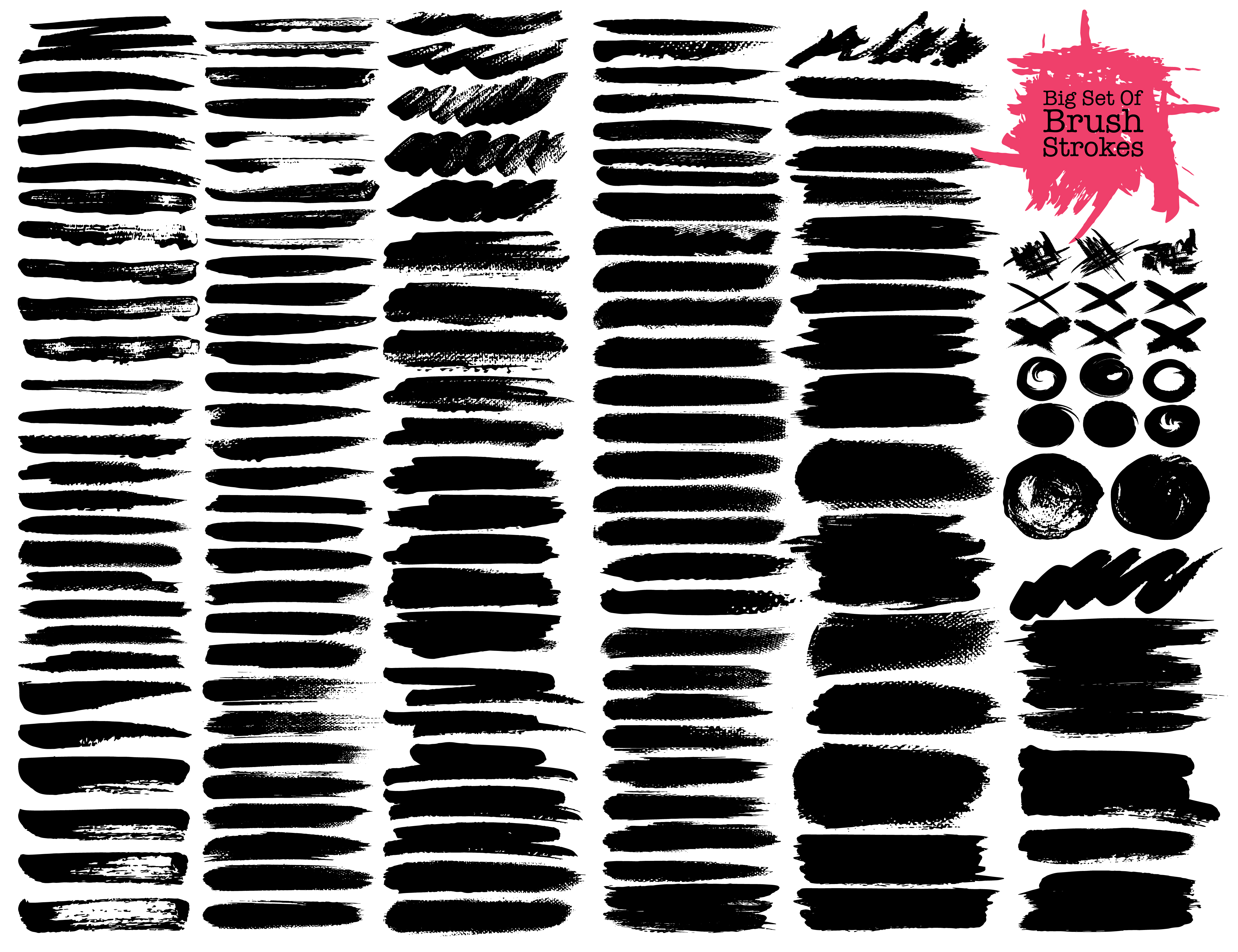 Big set of brush strokes, Black ink grunge brush strokes. Vector illustration. 544620 Vector Art