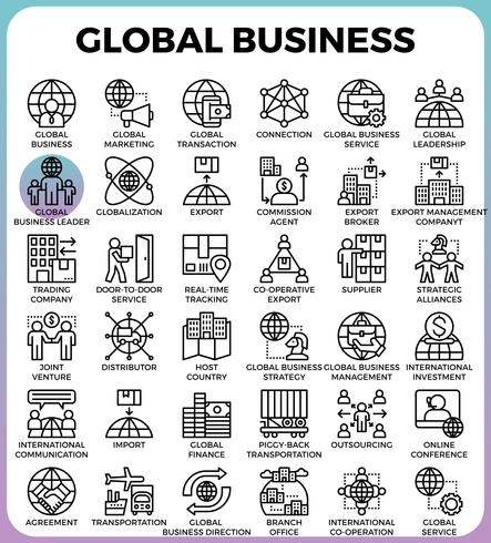 Iconos de concepto de negocio global vector