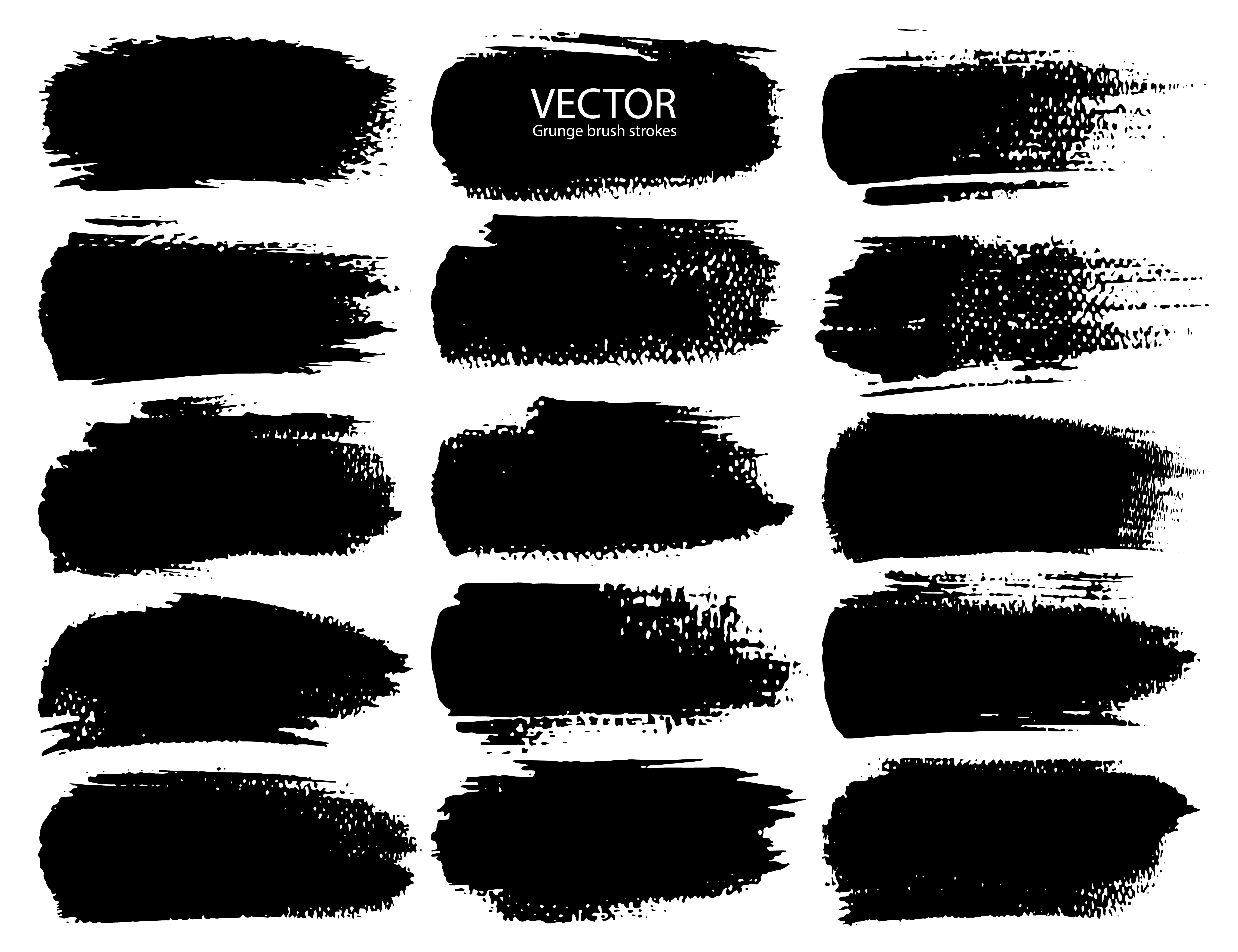 Set of brush strokes, Black ink grunge brush strokes. Vector