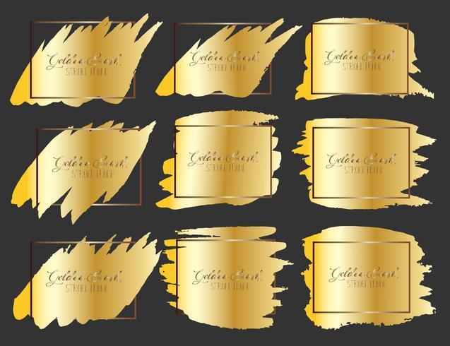 Set of brush stroke frame, Gold grunge brush strokes. Vector illustration.	