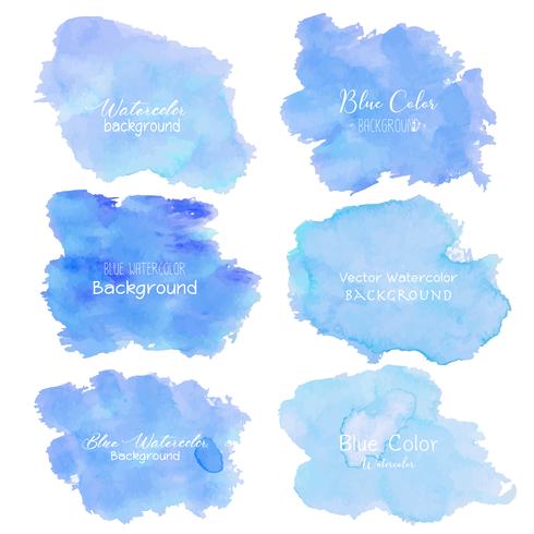 Blue abstract watercolor background. Watercolor element for card. Vector illustration.