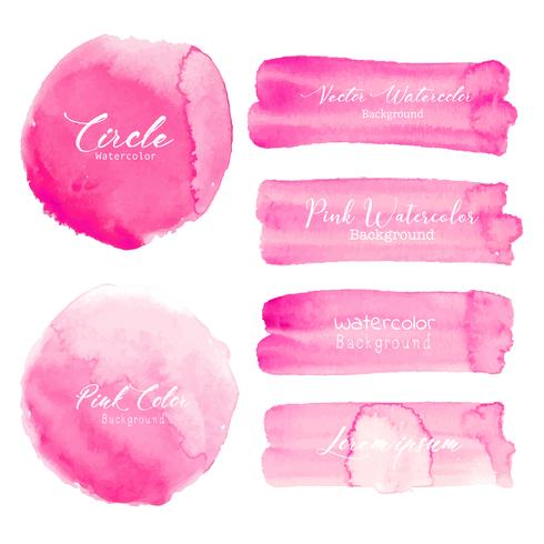 Pink brush stroke watercolor on white background. Vector illustration.
