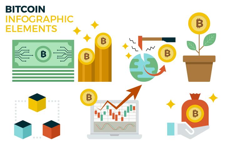 Elementos de infografía de Bitcoin vector