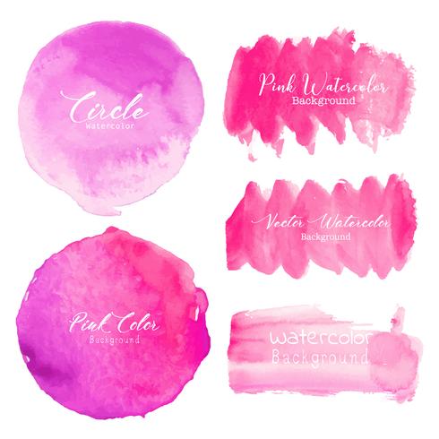 Pink brush stroke watercolor on white background. Vector illustration.