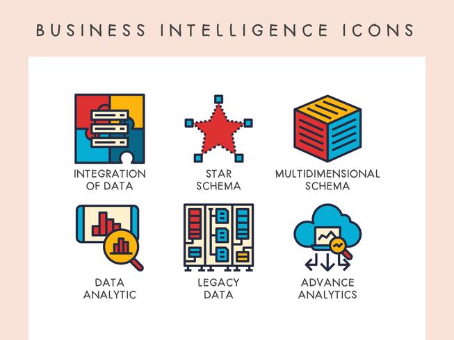 Iconos de inteligencia de negocios vector