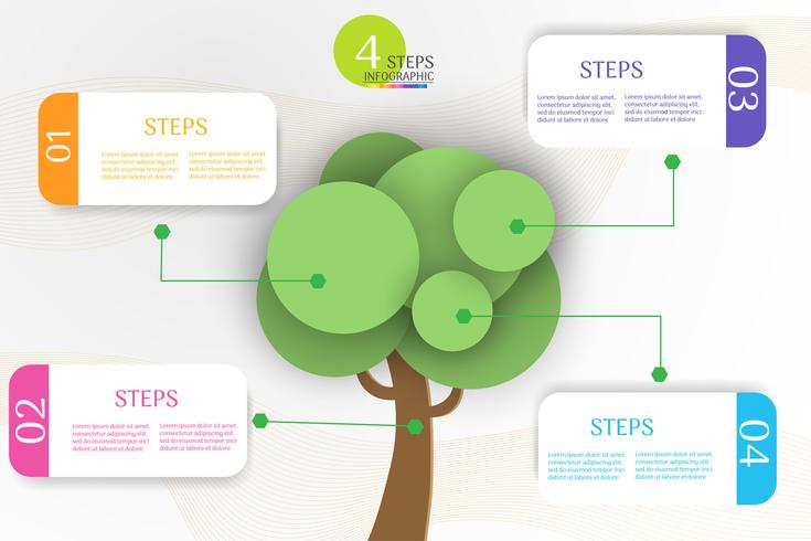 Diseñe el elemento infographic de la carta de los pasos de la plantilla 4 del negocio con la fecha para las presentaciones, vector EPS10 del lugar.