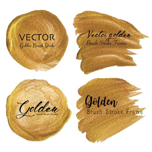 Golden vector brush stroke, Gold texture paint stain, Vector illustration.