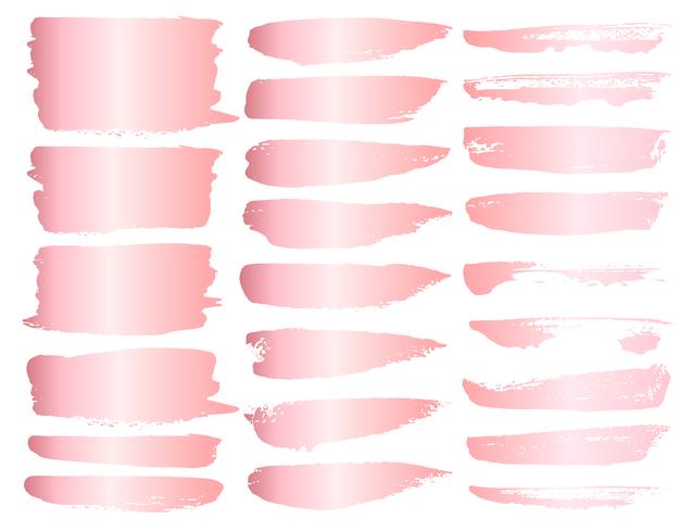 Set of brush stroke, Pink gold grunge brush strokes. Vector illustration.	
