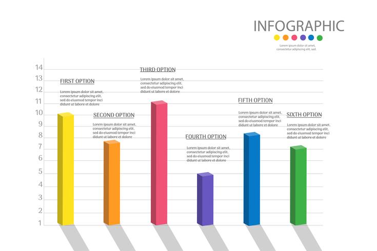 Diseñe el elemento infographic del gráfico de los pasos de la plantilla 6 del negocio con la fecha para las presentaciones, vector EPS10 del lugar.