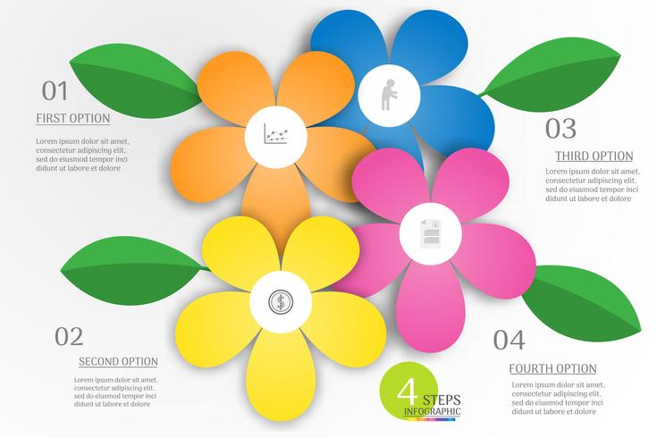 Diseñe el elemento infographic de la carta de los pasos de la plantilla 4 del negocio con la fecha para las presentaciones, vector EPS10 del lugar.