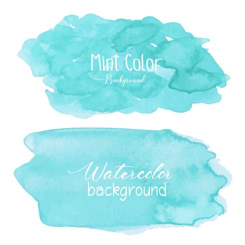 Mint abstract watercolor background. Watercolor element for card. Vector illustration.