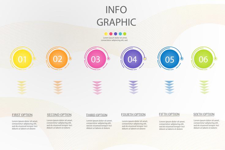 Diseñe el elemento infographic del gráfico de los pasos de la plantilla 6 del negocio con la fecha para las presentaciones, vector EPS10 del lugar.