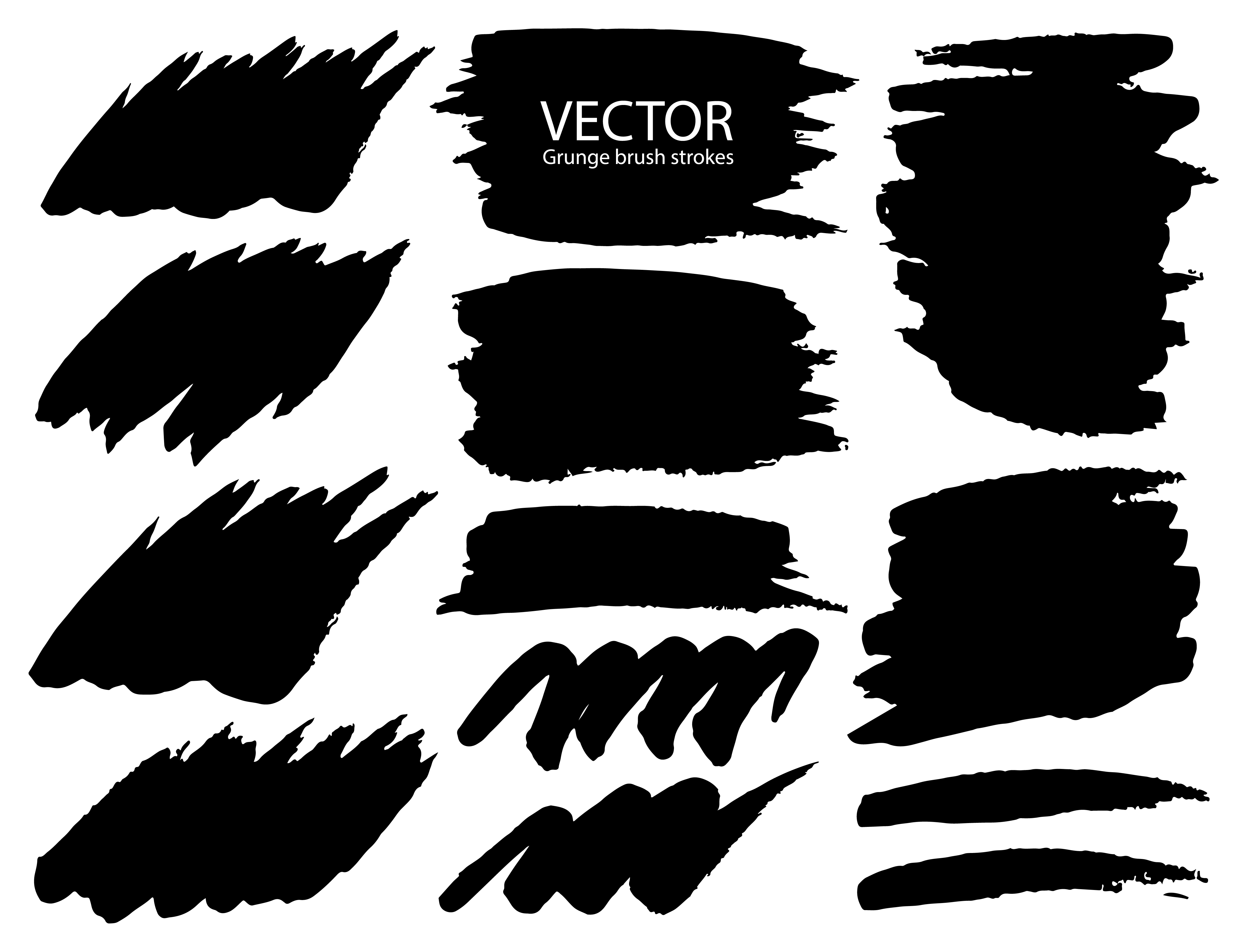 Download Set of brush strokes, Black ink grunge brush strokes ...