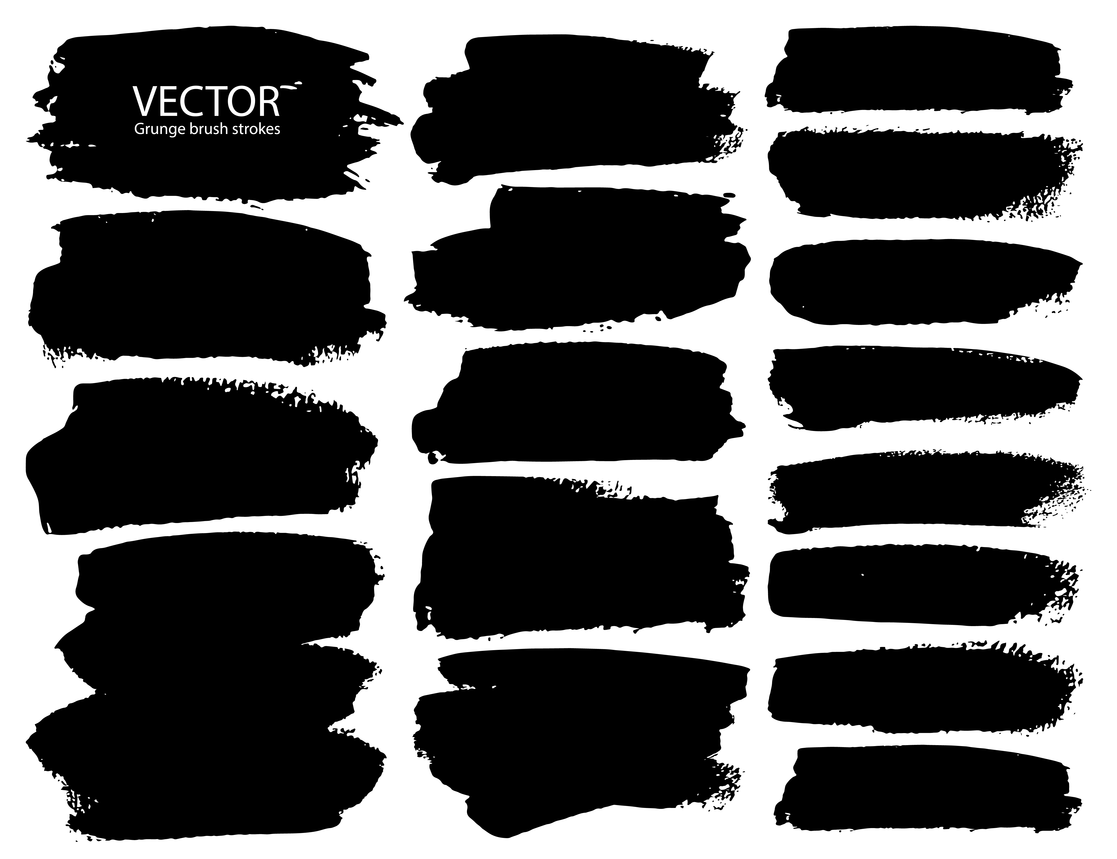 Set of brush strokes, Black ink grunge brush strokes. Vector