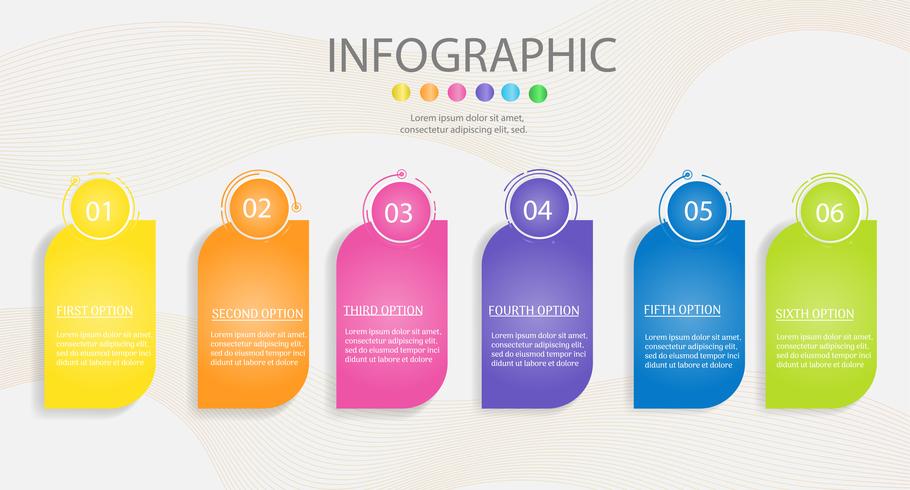 Diseñe el elemento infographic del gráfico de los pasos de la plantilla 6 del negocio con la fecha para las presentaciones, vector EPS10 del lugar.