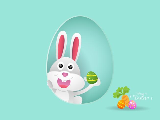 rabbit or bunny with easter egg vector