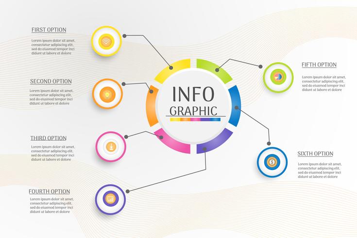 Diseñe el elemento infographic del gráfico de los pasos de la plantilla 6 del negocio con la fecha para las presentaciones, vector EPS10 del lugar.