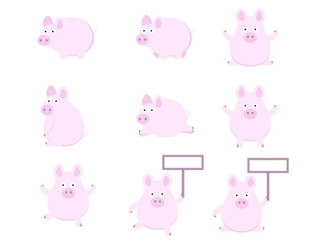 cute pig flat design vector illustration