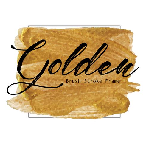 Golden brush stroke frame, Gold texture paint stain, Vector illustration.