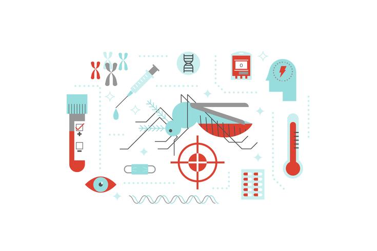 Virus or disease transmitted by mosquito illustration concept vector