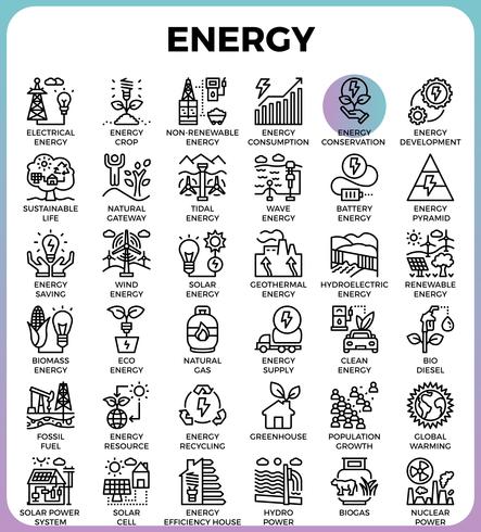 Energy line icons vector