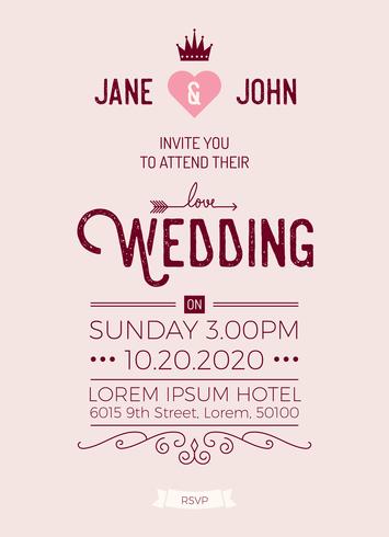 Vintage wedding invitation card template vector