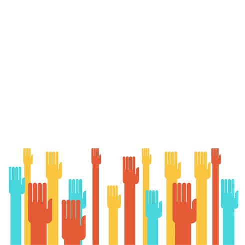 Colorful hands raising vector