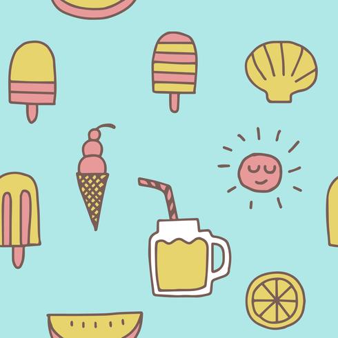 summer icons seamless pattern  background vector