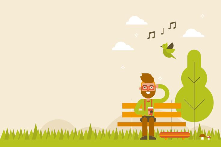 Hipster in Spring Background vector