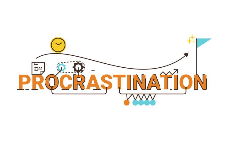 Procrastination word design vector