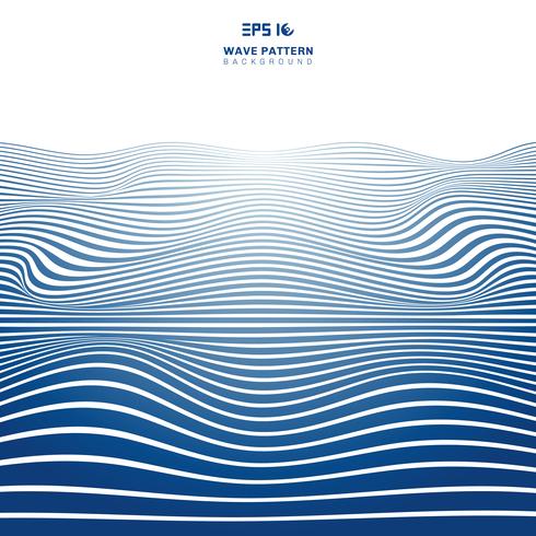 Abstract blue wavy stripes lines wave pattern on white backhround and texture. vector