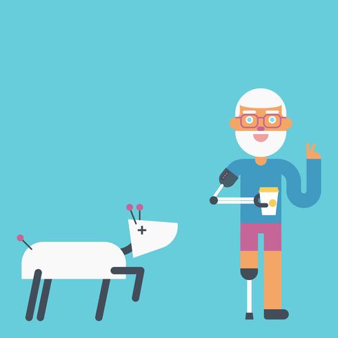 Domestic robot concept vector