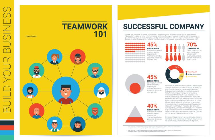 Teamwork concept book cover template vector