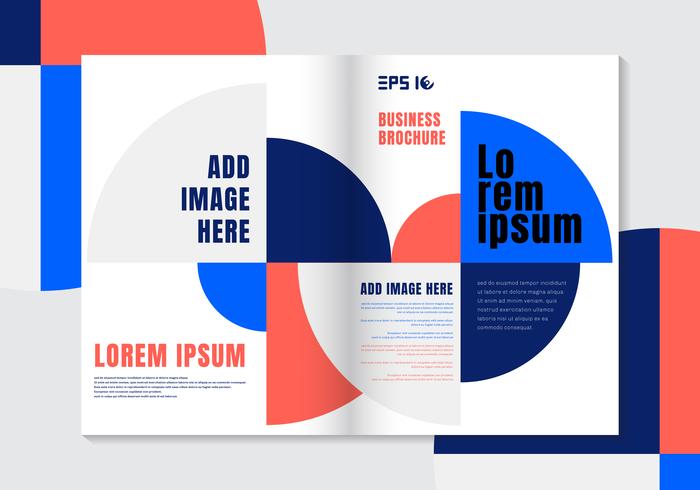 Brochure design template geometric vivid color circle element background. vector