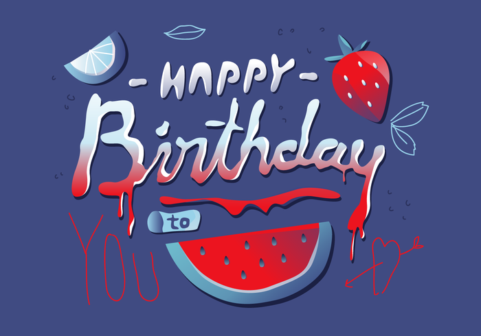 Sweet Happy Birthday Lettering Typography Vector