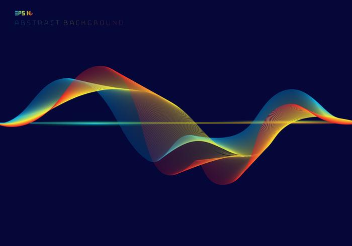Abstract Colorful Digital Equalizer Wave Lines On Dark Blue