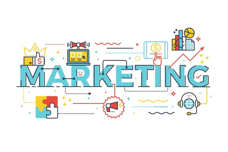 Palabra de marketing en concepto de negocio vector