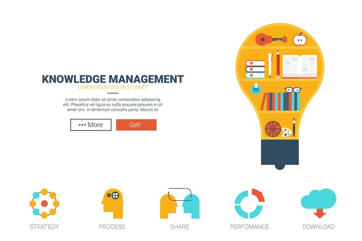 Knowledge management website template vector