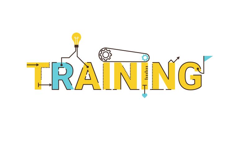 Training word lettering design vector