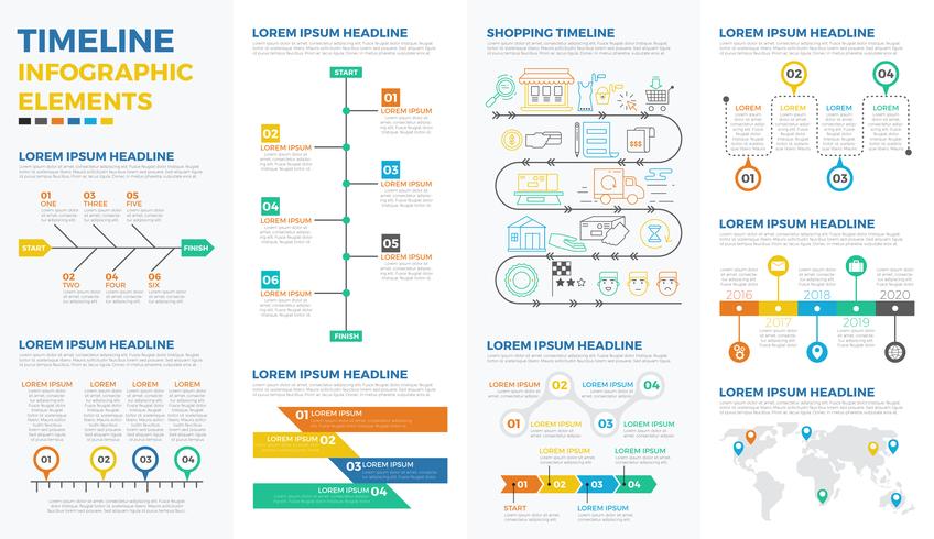 Elementos de infografía de línea de tiempo de negocios vector