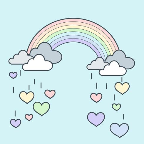 Rainbow Rain Heart vector