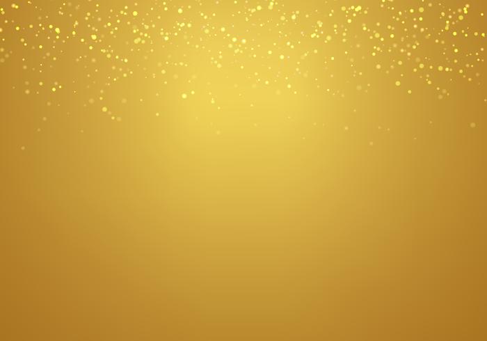 Abstract falling golden glitter lights texture on a gold gradient background with lighting.  vector