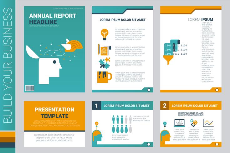 Annual report book cover and presentation template vector