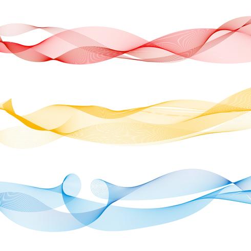 Set Of Abstract Colorful Smooth Wave Lines Red Yellow Blue On
