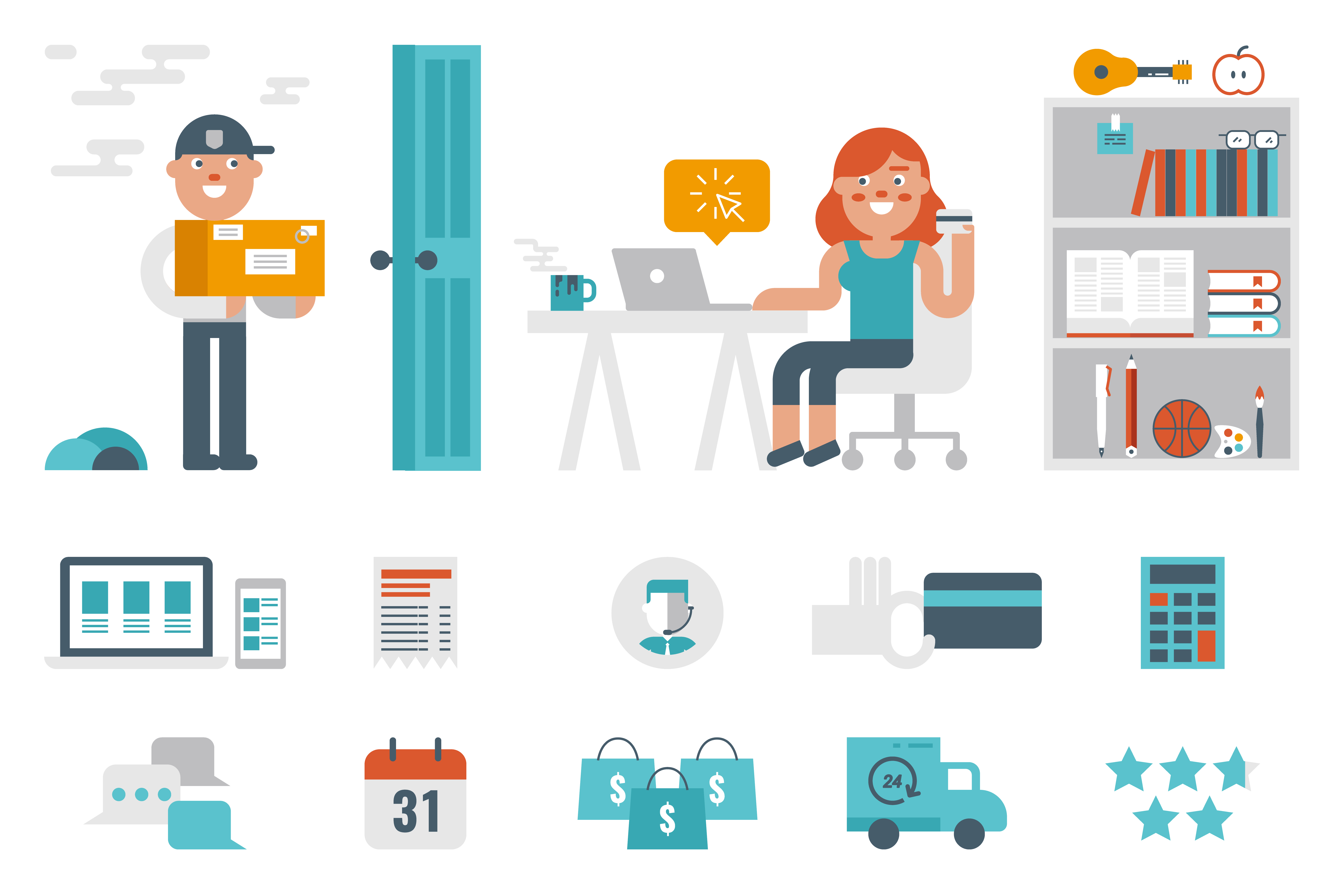 Shopping at home 545408 Vector Art at Vecteezy