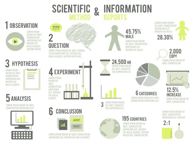 Método científico e informes de información vector